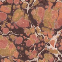 Hand Marbled Paper Stone Marble Pattern in Coral and Brown ~ Berretti Marbled Arts